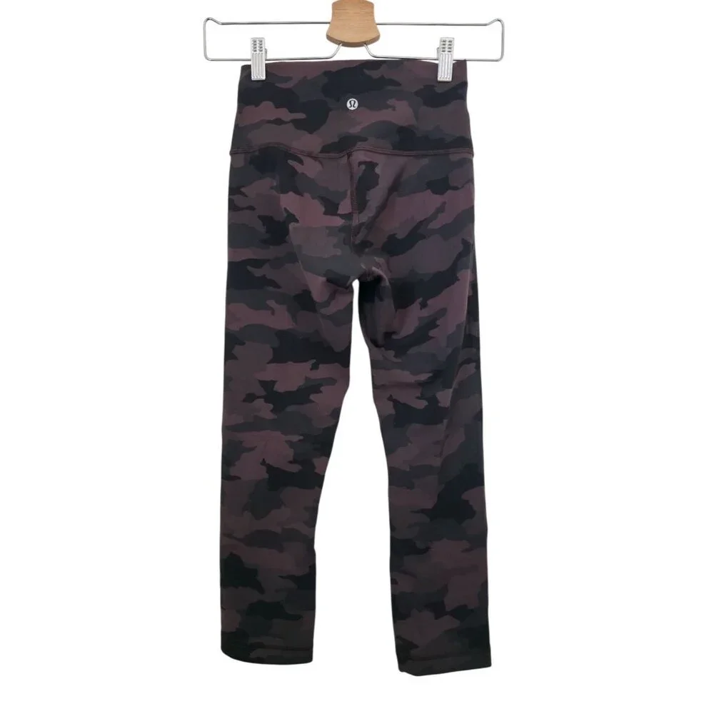 Lululemon Wunder Train Camo Brown High-Rise Crop Athletic Legging 21" Sz 4 - Picture 2 of 8